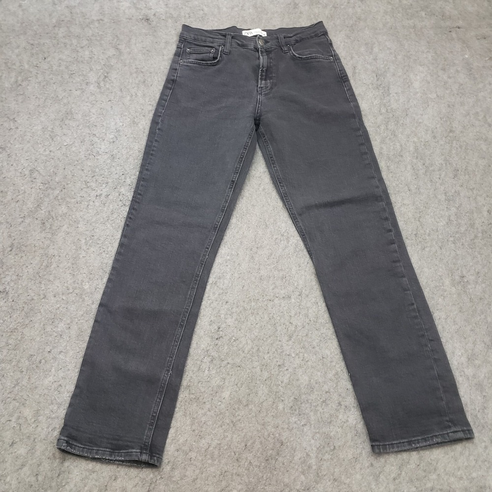 Zara Womens 6 Black Skinny Straight High Rise Casual Denim Pockets Ladies 28x28